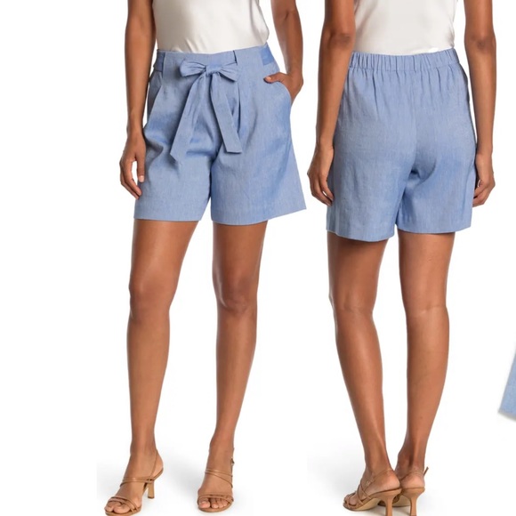 ST.JOHN COLLECTION Blue Linen Belted Shorts-NWT-S - Picture 4 of 5